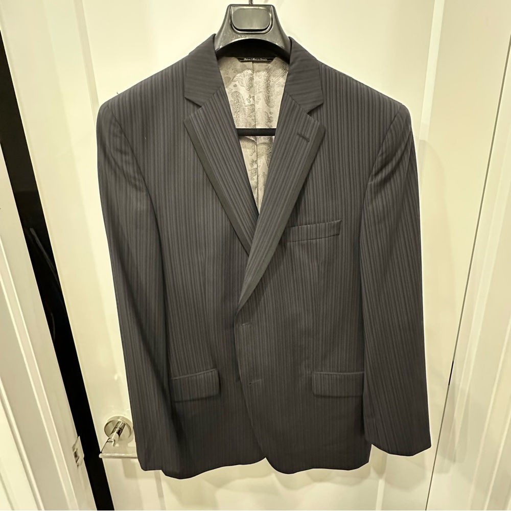 Elegant Charcoal Pinstripe Men's Blazer